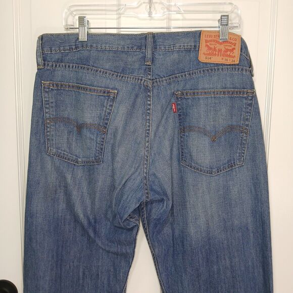 Levi's 514 Men's Straight Fit Jeans - W36 L34 - Classic Blue Denim. Medium Wash - Picture 5 of 7